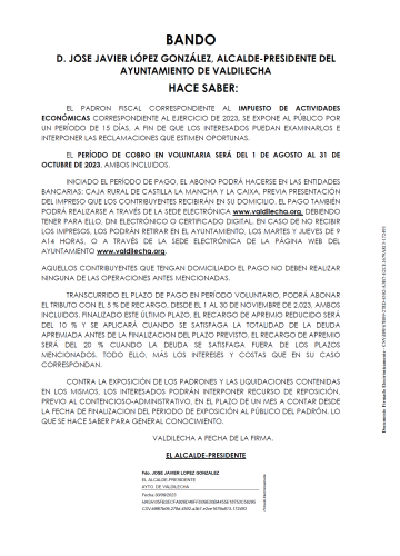 Padrón  fiscal del impuesto de  actividades económicas 2023