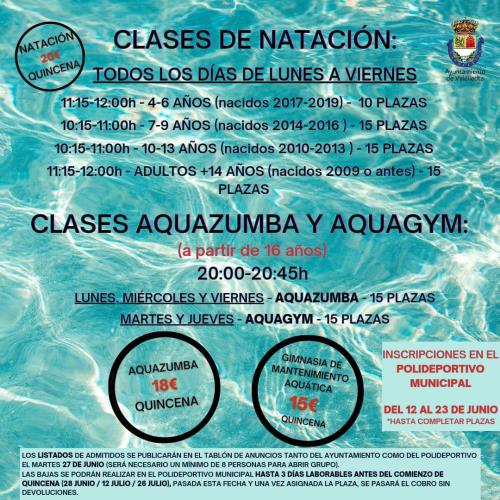 Clases de natación, aquazumba y aquagym en la piscina municipal de Valdilecha 