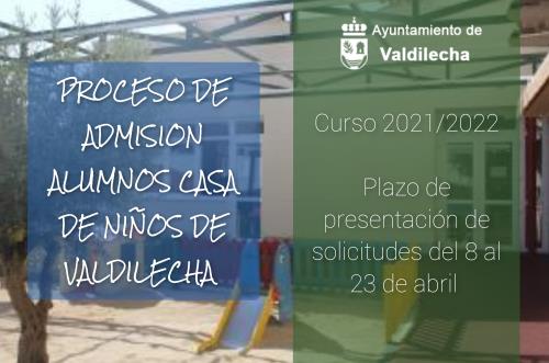 Proceso de Admisión de alumnos/as en la casa de niños de Valdilecha para el curso 2021/2022