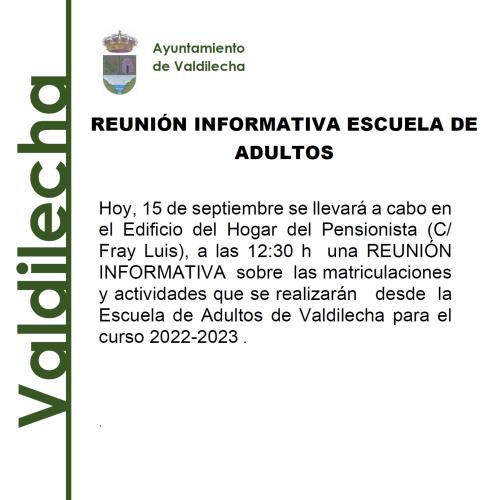 REUNIÓN INFORMATIVA ESCUELA DE ADULTOS 