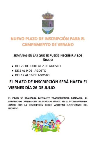 Nuevo plazo de inscripción en el Campamento de Verano 
