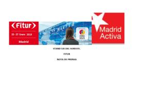 Nota de Prensa sobre participación de  Madrid Activa  en FITUR
