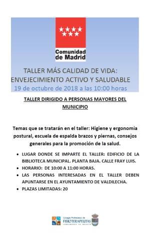 TALLER MAS CALIDAD DE VIDA : ENVEJECIMIENTO  ACTIVO Y SALUDABLE 