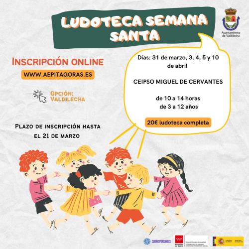 Ludoteca de Semana Santa para niños de 3 a 12 años 