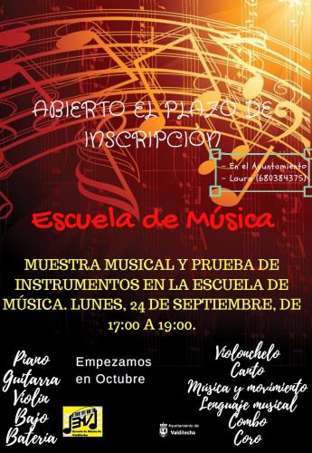 INSCRIPCIONES PARA LA ESCUELA DE MÚSICA DE VALDILECHA