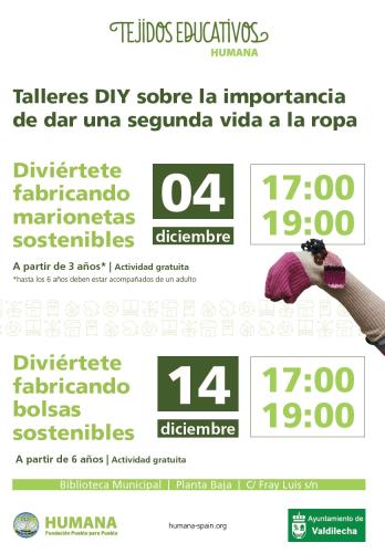 MARTES 4 DE DICIEMBRE, TALLER DE MARIONETAS PARA NIÑ@S Y ADULTOS 