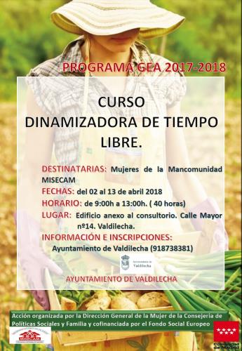 Curso  gratuito para mujeres en Valdilecha: Dinamizadora de Tiempo libre