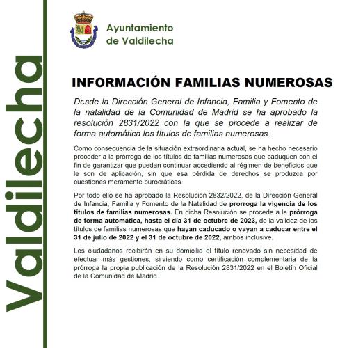 INFORMACIÓN FAMILIAS NUMEROSAS 