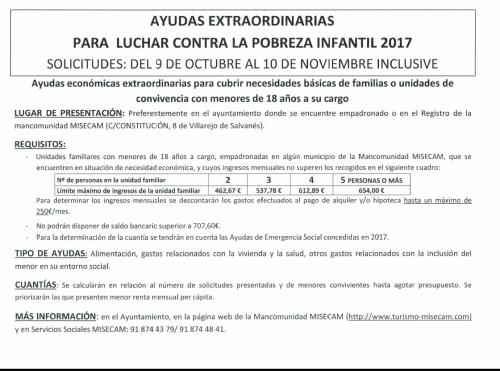 Ayudas extraordinarias para luchar contra la exclusión social y la pobreza infantil