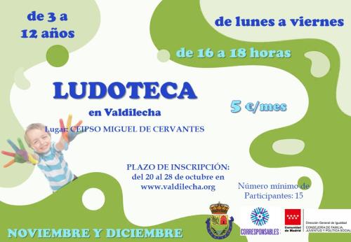 LUDOTECA NOVIEMBRE Y DICIEMBRE EN VALDILECHA