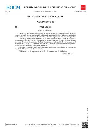 APROBACIÓN INICIAL DE LA MODIFICACIÓN DE LA ORDENANZA REGULADORA DE LA TARJETA DE ESTACIONAMIENTO DE VEHÍCULOS AUTOMÓVILES PARA PERSONAS CON DISCAPACIDAD  