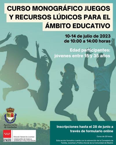 Curso para jóvenes en Valdilecha: "Juegos y recursos lúdicos para el ámbito educativo"